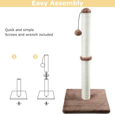 Котячий комплекс Дімака 86 см з сизалевим стовпом, когтеточка, заміна стовпа для когтеточки, когтешкребок з плюшем (темно-коричневий)