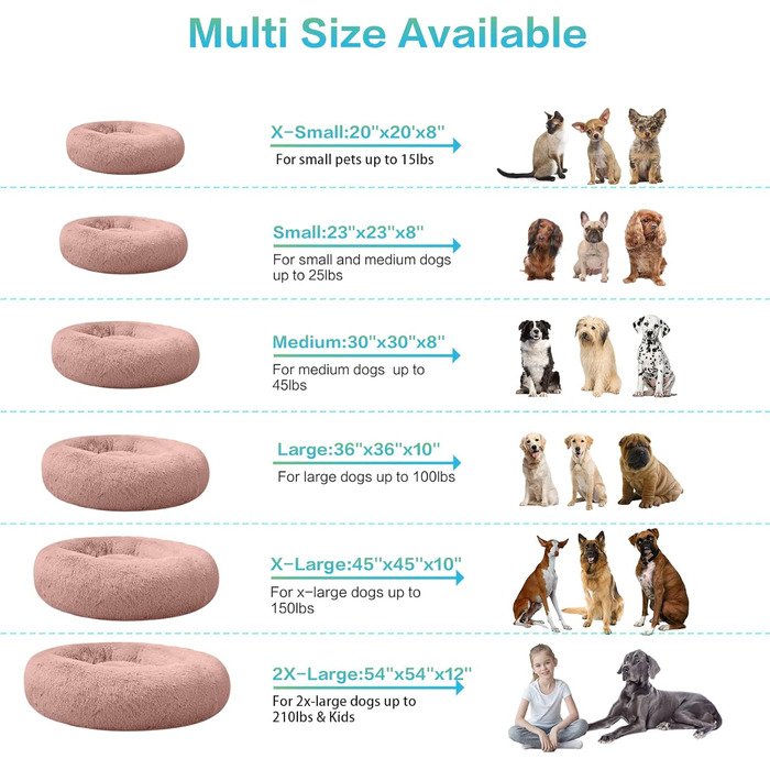 Кругла лежанка для собак Savfox з штучним хутром, рожева, XS-XXL, 110*110 см