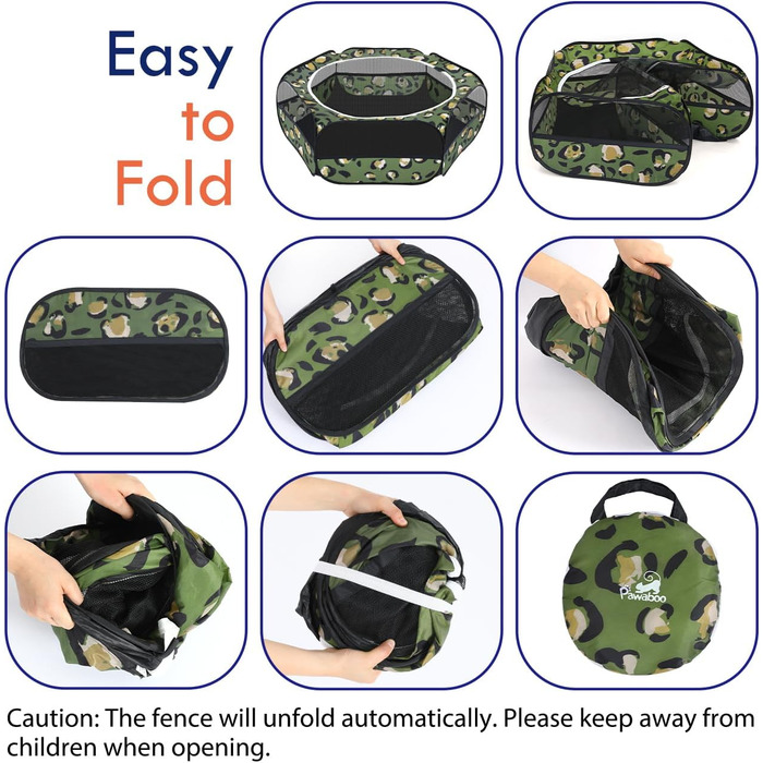 Pawaboo Freigehege для дрібних тварин: вольєр для кроликів, котів, цуценят, хом'яків, з водонепроникним дном та сіткою, Leopard