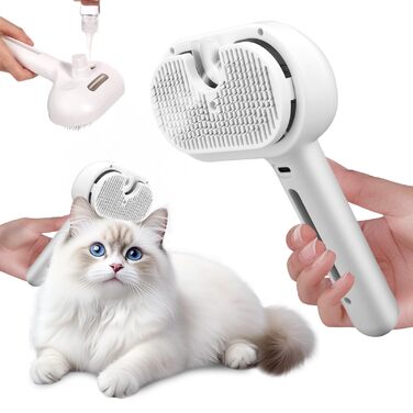 Бурштук для догляду за шерстю собак та котів 3-в-1 з функцією розпилення, самоочищується, антистатичний