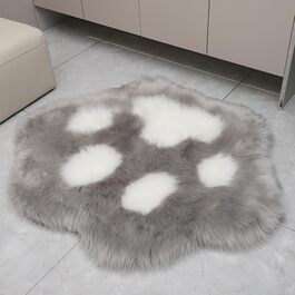 М'який килим з лапками собаки, пухнастий килим для ліжка, дивана, спальні, 70x59 см, сірий