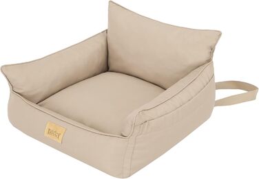 Автокрісло для собак, переноска для собак, лежанка для собак, переноски для тварин, для заднього сидіння, ковдра для собак, лежанка для собак, лежанка для котів, для маленьких собак (57x55x30 см), бежевий колір