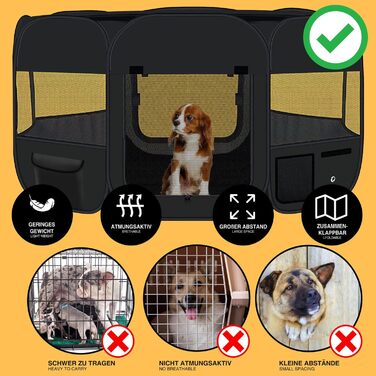 Вольєр для цуценят і домашніх тварин All Pets United XXL, чорний, для собак, котів, кроликів та дрібних тварин, для використання в приміщенні й на вулиці