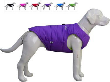 Зимова куртка для собак, водонепроникна, вітронепроникна, тепла флісова куртка з блискавкою для маленьких, середніх та великих собак, зелена, розмір L, зелений (S (-9lbs), фіолетовий)