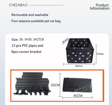 Водонепроникний та дихаючий килимок для автомобіля з домашнім улюбленцем, безпечний бустер для тварин, миючий, з оксфордської тканини, чорний