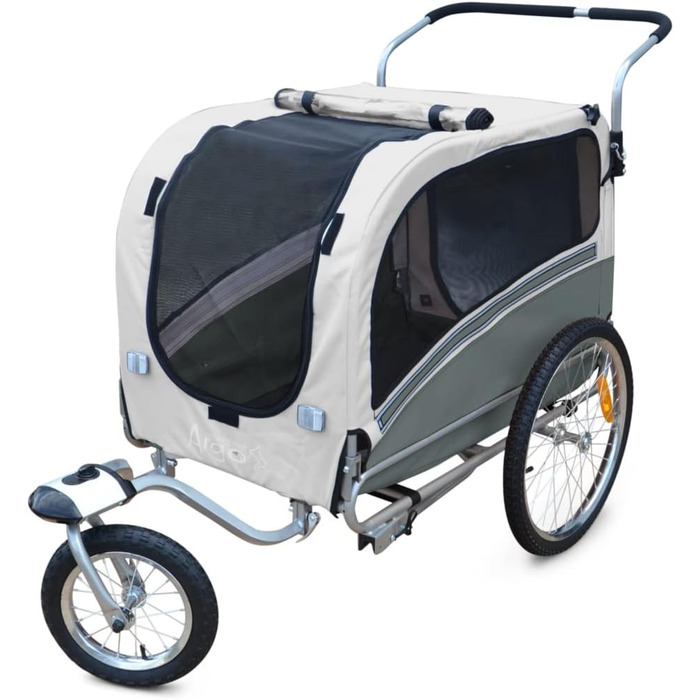 PAPILIOSHOP Argo: Складаний переносник для собак, візок для собак та велопричіп для собак S, M, L, стабільний та вентильований, ідеальний для транспортування тварин та активного відпочинку (Сірий M)