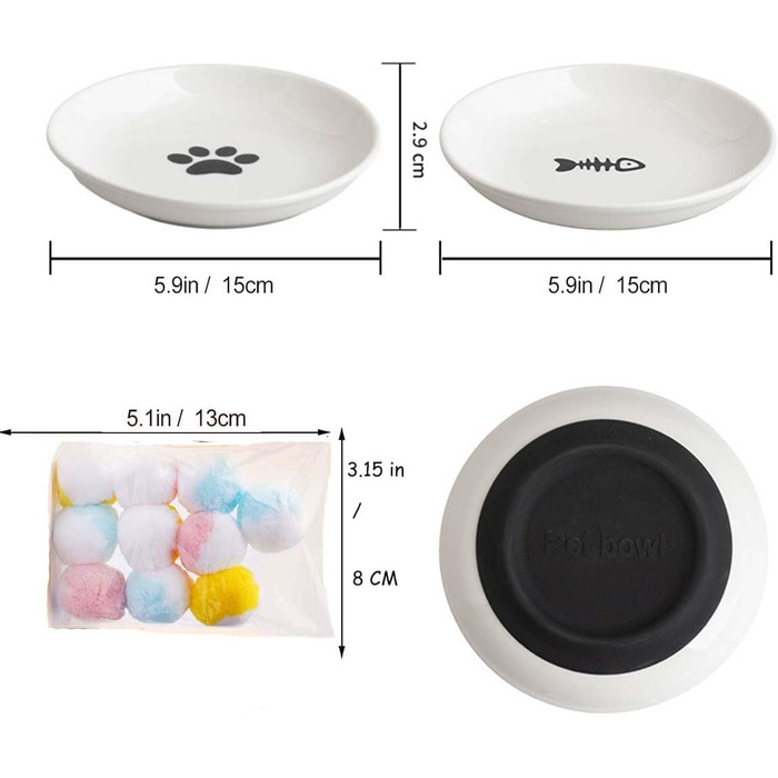 Набір мисок для котів з підняттям, 2 шт. - запобігання болю в шиї, широкі миски, анти-блювотні, з нековзною підкладкою (чорний)