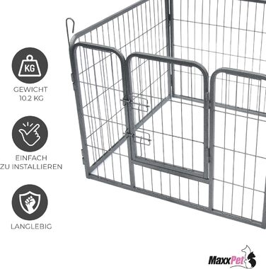 Складаний вольєр для цуценят MaxxPet із міцної сталі, 4-секційний загін 81x79 см, регульований паркан для собак