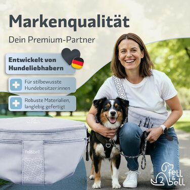 Водонепроникний ласоконний мішечок для собак fell&bell Leckerlitasche – з 2 відділеннями для снеків, 1,8 л основного відділення, кишенькою для телефону та диспенсером для відходів | Сумка для годування собак, тренувань та цуценят, блакитно-сіра