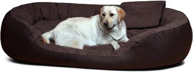 Tierlando® Philip VIP: собаче ліжко з велюрової екошкіри, 110x80 см, з м'якою матрацом, коричневе | PH4-AL