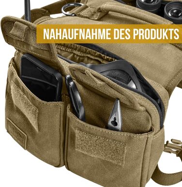 Шлейка для собак OneTigris з рюкзаком, Hoppy Camper 3.0, для кемпінгу та піших прогулянок, для середніх/великих собак, рюкзак на спину з 2 основними та 4 додатковими кишенями - Зелений (M, Коричневий)