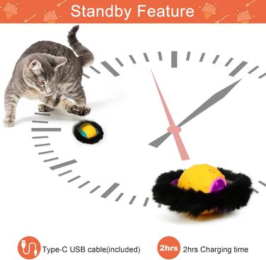 Інтерактивна іграшка для котів: тиха електрична іграшка для дорослих котів, активується рухом, з цвіріканням, ідеально на подарунок (жовта)