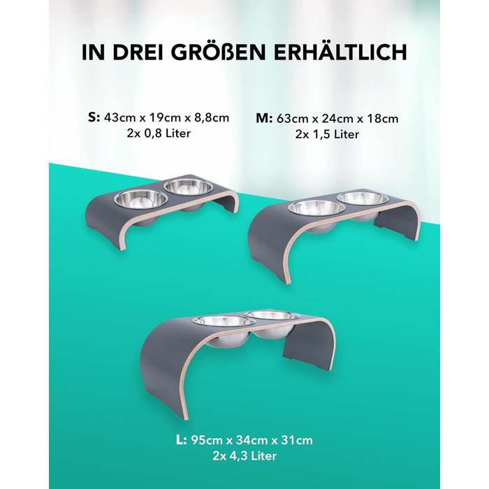 Набір мисок для собак MilaCasa - 2 шт., підняті миски для корму, сірий, для собак