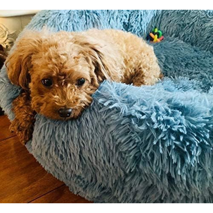 М'яке ліжко для собак Yuly, велике для середніх та великих собак, зручне та м'яке диван-ліжко для домашніх тварин, кругла подушка для котів та собак, можна прати (D-100см, сірий)