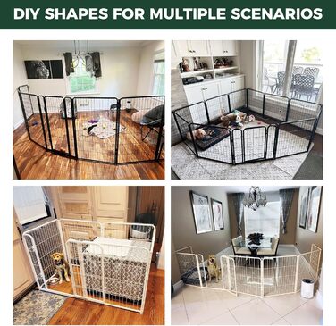 FXW Homeplus Unleashed: Вольєр для собак - безпечне та безстресове місце для ігор. Міцний, 8 панелей по 61 см, підходить для цуценят та маленьких собак. Чорний колір, патентована модель.