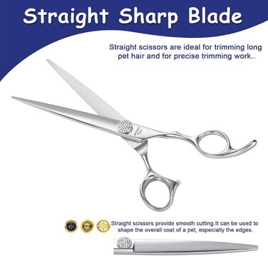 Професійна вигнута ножиця для грумінгу собак та котів, 440C сталь, 20.3 см (8 дюймів)