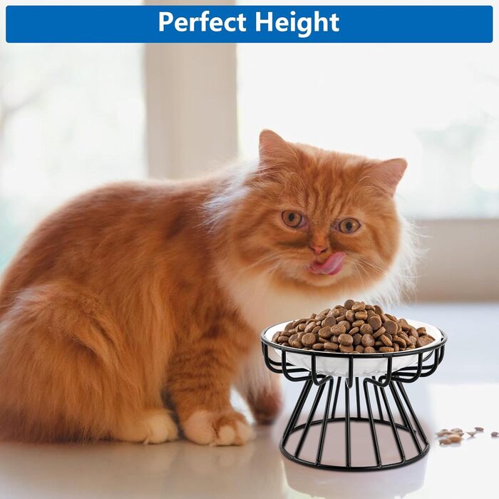 Набір мисок для котів VIDETOL (3 шт.) з підняттям, керамічні миски для корму з металевим підставкою та нековзною підкладкою, підходять для котів та собак