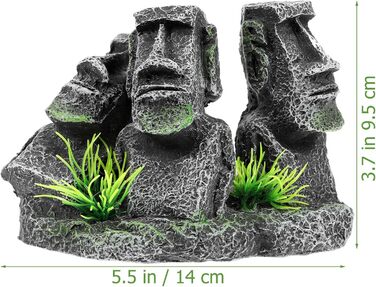 Декорація для акваріума Moai – голова острова Пасхи, скульптура Ahu Akivi, укриття для риб, прикраса для прісноводного та морського акваріума, ландшафтний орнамент, бренд minkissy