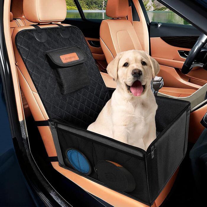 Автокрісло для собак: стабільне, безпечне, водонепроникне, чорне. Підходить для малих та середніх порід.