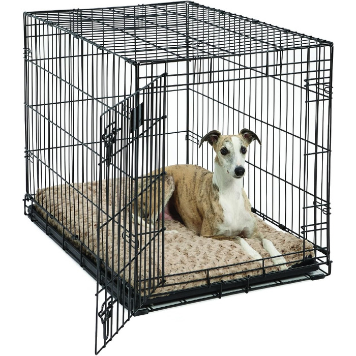 М'яке ліжко для домашніх тварин Midwest Homes for Pets QuietTime Deluxe Mocha Ombre Swirl, розмір M/L, машинне прання, антиковзаюча підкладка, для кліток 91 см (Мокко, 73 x 50 x 7 см)