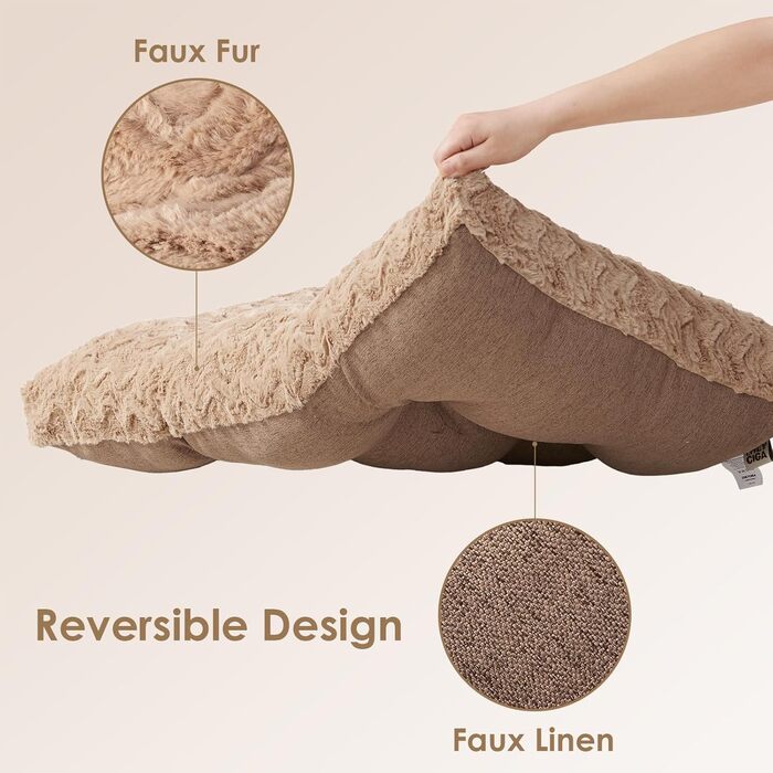 Килимок для собак великих порід EHEYCIGA, 104x68 см, XL, коричневий, з штучним хутром та льоном