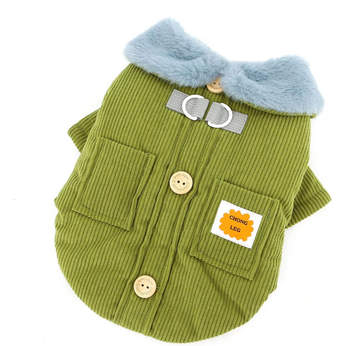 Теплий куртка для собак на осінь/зиму Ranphy з флісовою підкладкою та D-порогом, для чихуахуа та інших маленьких порід (зелений, M)