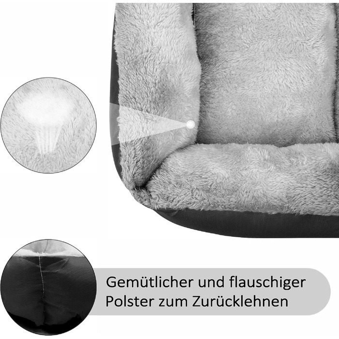 Ліжко для собак Lucky 70см, чорне: м'яке, затишне, для середніх собак, підходить для прання