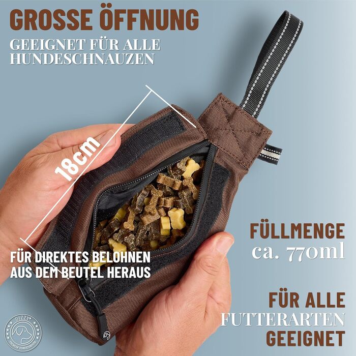 GIZZY® Оригінальний Futterdummy для собак: міцний мішечок для їжі для всіх порід | Тренування з ласощами | Аксесуари для собак (Коричневий)