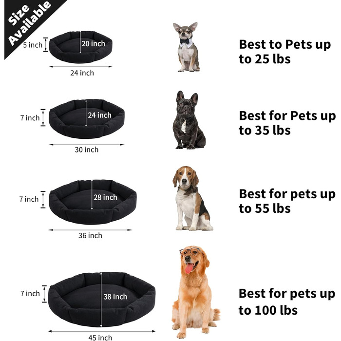 Міцне собаче ліжко HOMBYS: неруйнівне, ортопедичне, водонепроникне, чорне, 50,8 x 61 x 12,7 см