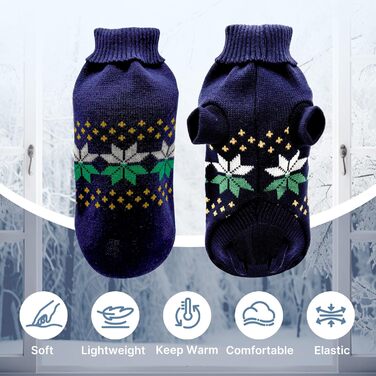 Теплий в'язаний пуловер для собак Rokragen Wepenherz, зимовий одяг для малих та середніх собак (Yorkie, Spitz, Schnauzer), колір navy, розмір S