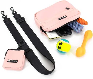 Сумка для ласощів для собак COOWONE: водонепроникна сумка для прогулянок з диспенсером для собачих екскрементів (Рожева)