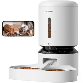 Автоматична годівниця для котів і собак PETLIBRO 5L з 1080P WiFi-камерою, 2 миски, керування через додаток, нічне бачення, сенсор низького корму, до 10 годувань