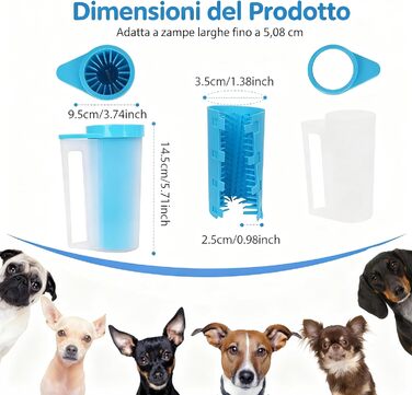 Очищувач лап для собак з силіконовою щіткою, регульований, великий об'єм, підходить для лап собак та котів