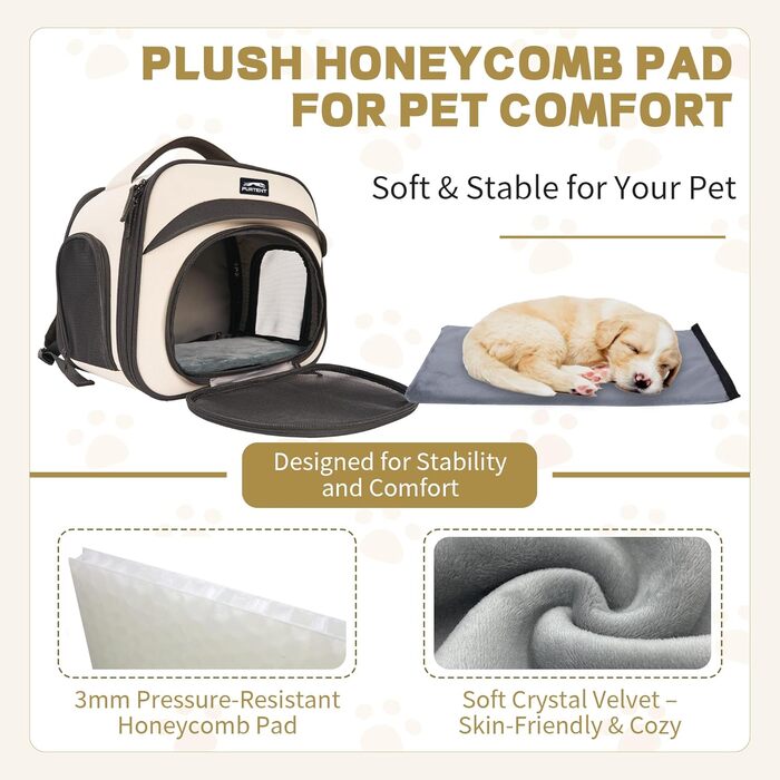 Сумка-переноска для маленьких тварин, складна, з мотузкою, для цуценят, кошенят, морських свинок (до 3,6 кг), для подорожей, піших прогулянок (Бежева)