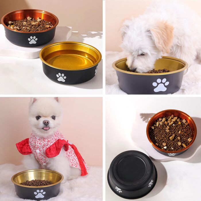 Набір з 2 мисок для собак з нержавіючої сталі, 22 см. Глибокі миски для корму та води для середніх та великих собак. Миски для тварин, годівниця, поїлка.