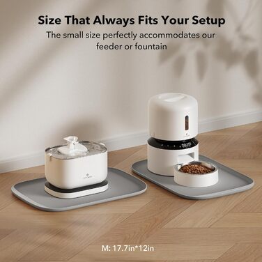 Підкладка під миску для собак і котів PETLIBRO Silikon, сіра, 45 x 30 см, нековзна, миється в посудомийній машині