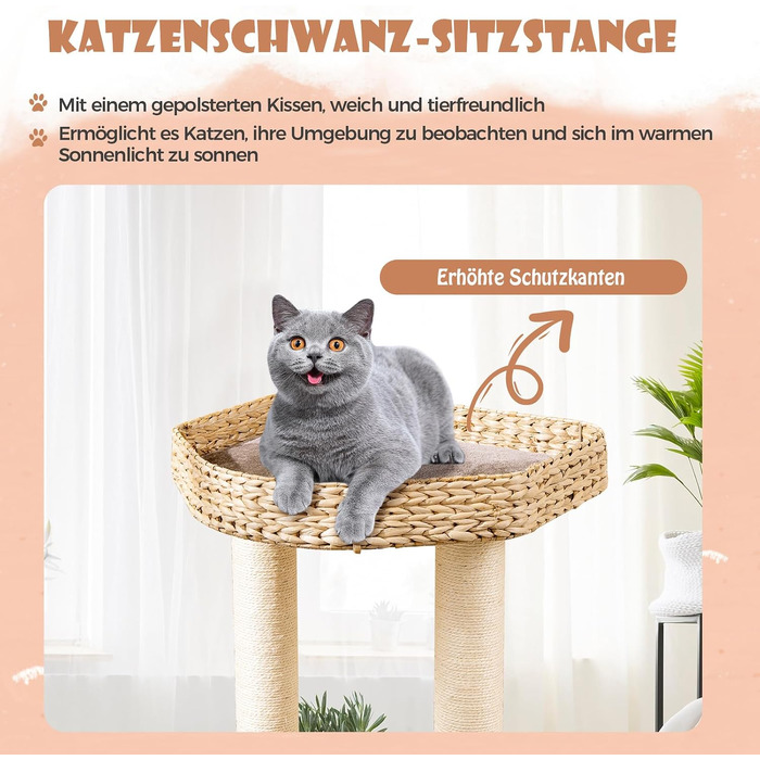 Ігровий комплекс для котів COSTWAY: багатоярусний когтеточка-дерево (131 см) з будиночком, лежанкою, драбиною та сизалевими стовпами, бежевий (Кава+Натура)
