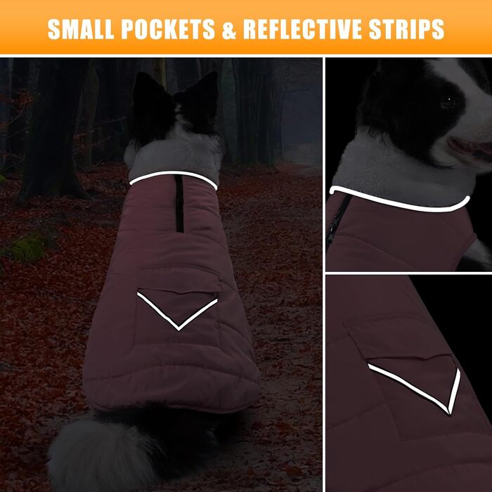 iBuddy Зимовий теплий куртка для собак з флісовою жилеткою, водонепроникний, вітронепроникний, світловідбиваючий, регульований, для великих собак, дівчаток та хлопчиків, рожевий, XX-Large