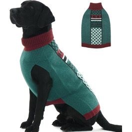 Пуловер для собак Katzinst з коміром-стойкою, зелений, 3XL XXXL. Легкий та теплий пуловер для великих собак, без рукавів, зимовий одяг для собак