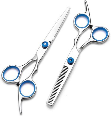 Професійний набір ножиць для грумінгу собак з нержавіючої сталі, 7.0 дюймів. Набір для догляду за тваринами: прямі, вигнуті ножиці, витончувач, гребінець для довгого та короткого волосся собак/кішок/домашніх тварин