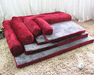 Крісло-ліжко для собак великих та середніх порід, м'яке, знімне, миється, комплект з 4 частин, колір жужубе рожевий (70x55x15 см)