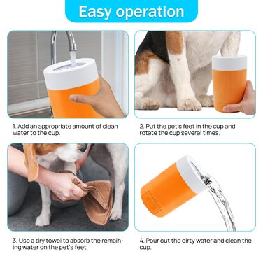 Очищувач лап для собак середніх порід, мийка для лап, пристрій для миття лап, аксесуар для догляду за тваринами (Помаранчевий)
