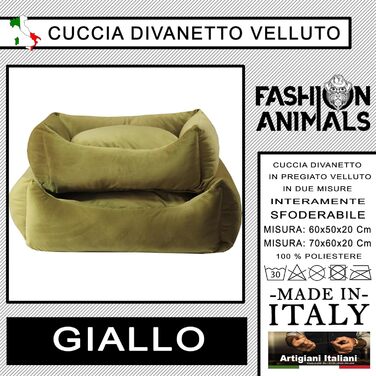 М'яке миється лежанка для собак та котів з блискавкою – Лежанка з тканини велюр – Зручна та легко чиститься – 2 розміри (M, жовтий)