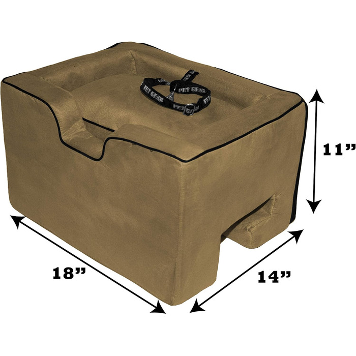 Автокрісло для собак Pet Gear Lookout Booster, знімний килимок, страхувальний трос, швидка установка, без інструментів (бежевий, середній)