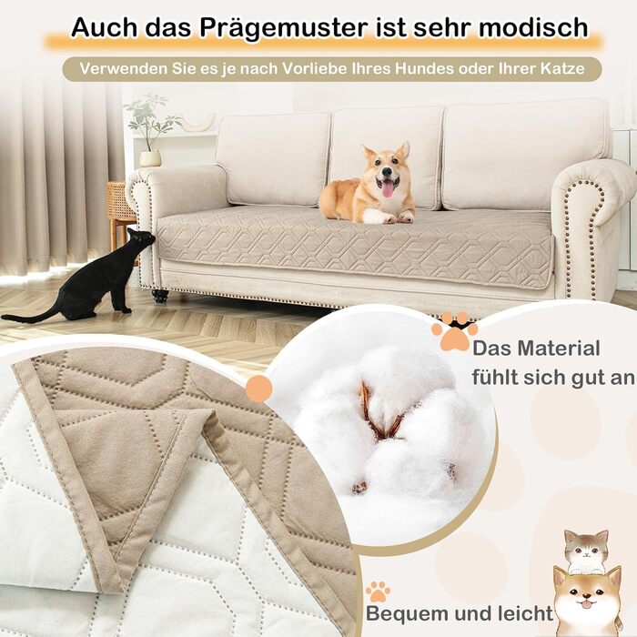 Водонепроникний килимок для собак GYURO - двосторонній, м'який, 97x190 см та 208x208 см (Хакі)