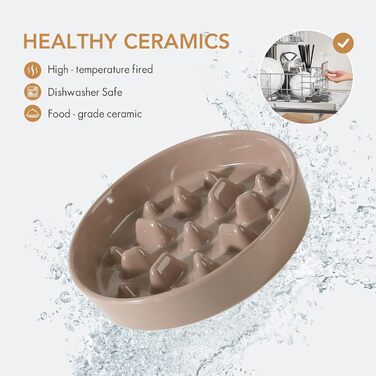 Підвищений годівниця для котів та собак з кераміки, для повільного годування, 13 см та 15,5 см миски, дерев'яний підставник, 2 шт. світло-зелений + підставка