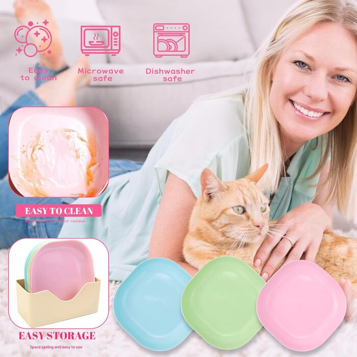 Набір мисок для котів GMMG, 6 шт., кераміка, плоскі, для годування котів