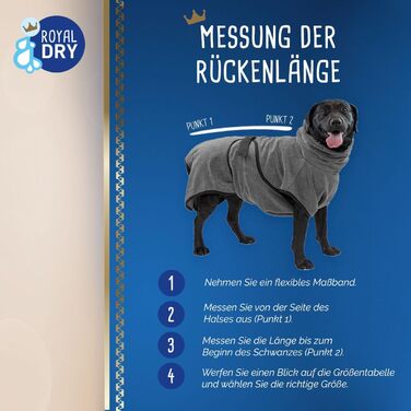 Рушник для собак Роя Dry Hundebademante – для собак середнього розміру, 60-68 см, мікрофібра, сірий (XS)