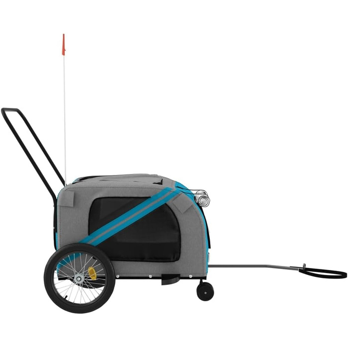 Причіп для тварин на велосипед, Oxford, оксфордська тканина та метал, тип 1, помаранчевий та синій (134 x 68 x 72 см)