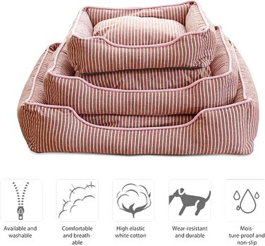Ортопедичне ліжко для собак Petcute знімний, миючий чохол, антиковзаюче, для маленьких собак, червоний